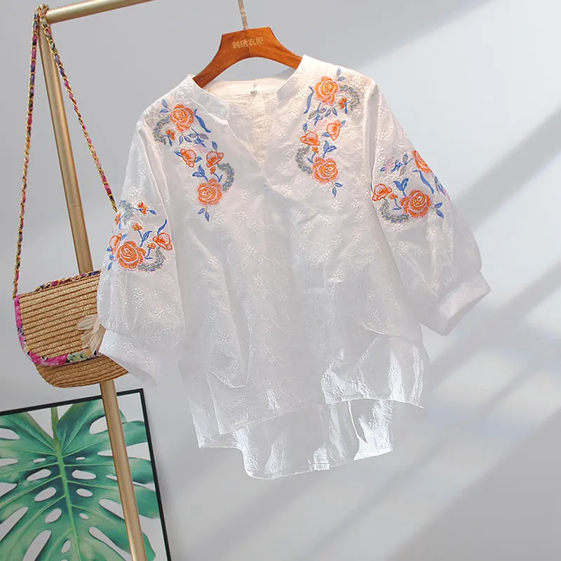 VANOVICH Sunscreen Fashion Women Blouses New 2021 Cotton Summer V-neck Three Quarter Sleeve Sweet Embroidered Women Clothing
VANOVICH Sunscreen Fashion Women Blouses New 2021 Cotton Summer V-neck Three Quarter Sleeve Sweet Embroidered Women Clothing