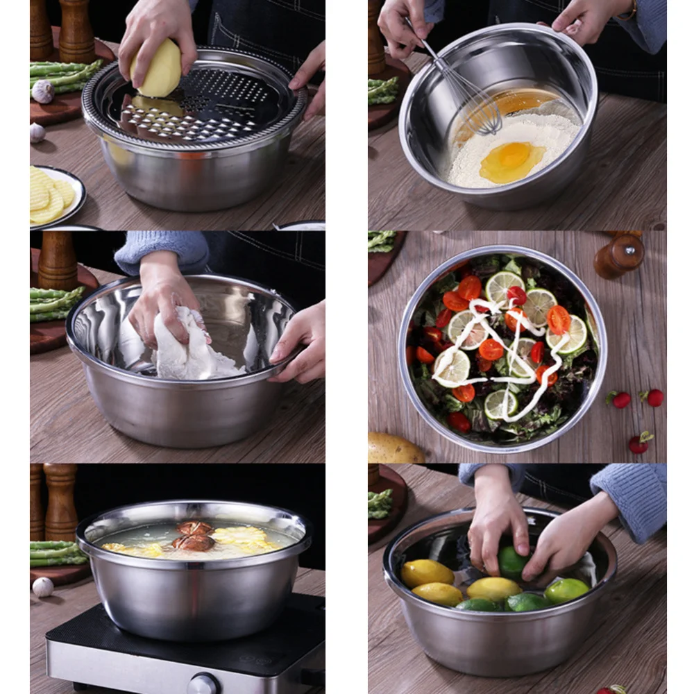 3pcs in 1 Set Kitchenware Stainless Steel Multi-Function Draining Shaving Vegetable Slicer Fruit Cutter Tools Set (Silver)
3pcs in 1 Set Kitchenware Stainless Steel Multi-Function Draining Shaving Vegetable Slicer Fruit Cutter Tools Set (Silver)