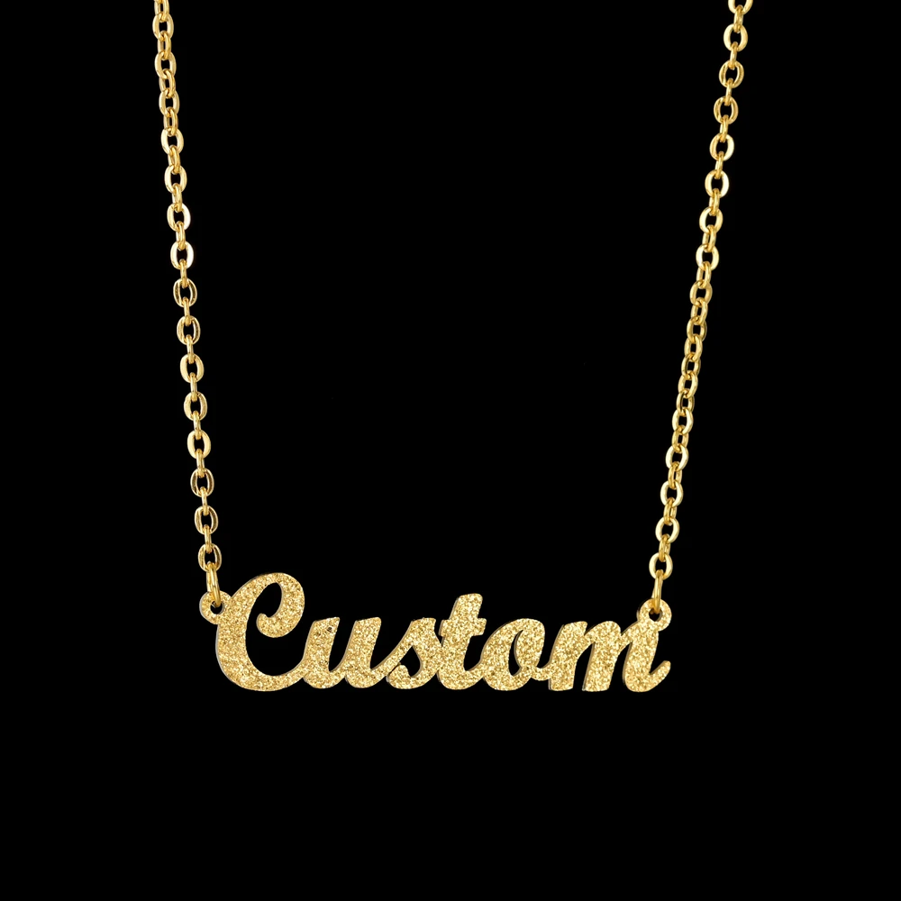 

Customized Frosted Name Necklace Women Pupular Tiny Gold Initial Alphabet Pendant Necklace Nature Jewelry Gifts Bijoux Femme