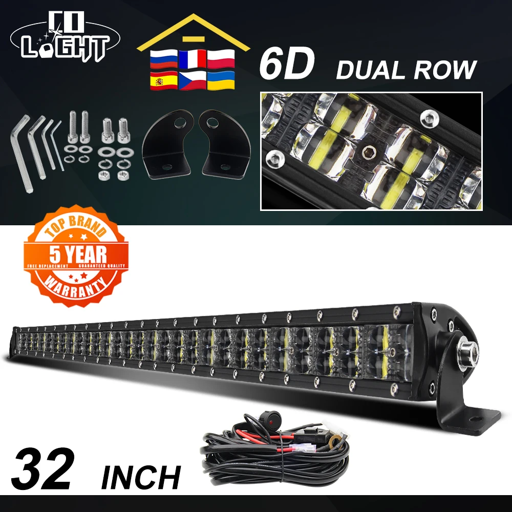 CO LIGHT 6D Led Light Bar 12V 180W Offroad Led Bar 32inch Spot Flood Combo Led Beam Work Light 4x4 for Tractor Truck SUV ATV 24V
CO LIGHT 6D Led Light Bar 12V 180W Offroad Led Bar 32inch Spot Flood Combo Led Beam Work Light 4x4 for Tractor Truck SUV ATV 24V