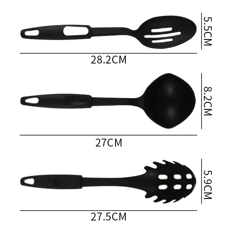 Black 6pcs/set Kitchen Utensils Set Non-stick Kitchenware Cooking Tools Spoon Soup Ladle Spatula Shovel Gadget Accessories | Дом и сад