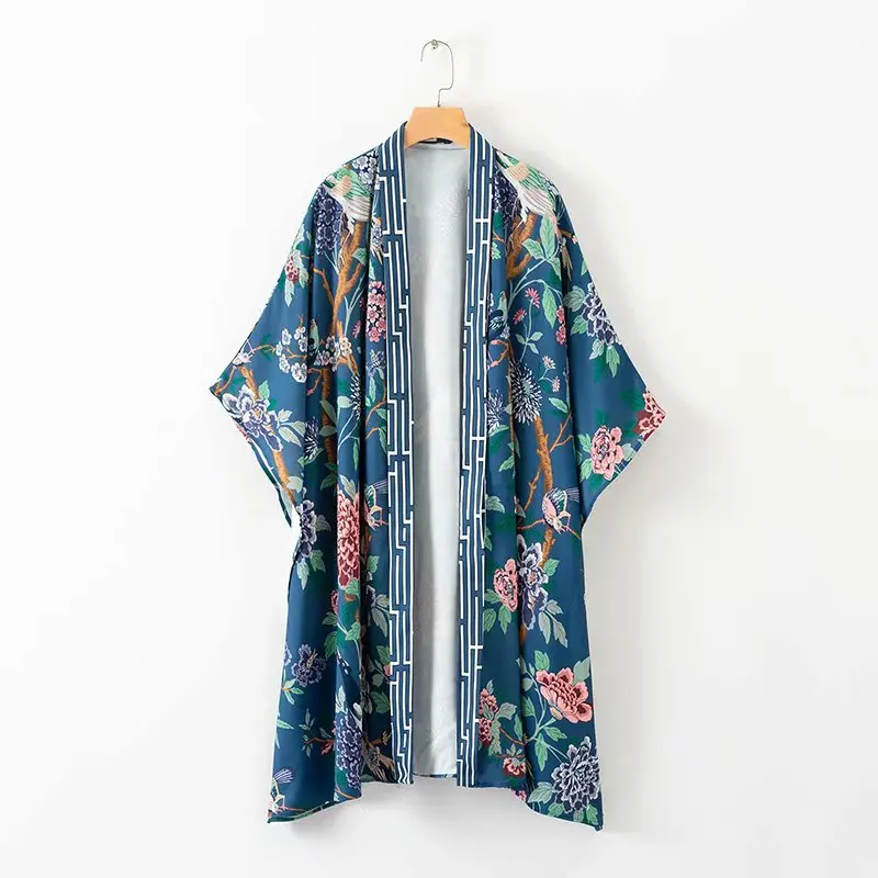 Women's suit early autumn new print color matching kimono cardigan loose sun protection clothing + wide leg pants two-piece
Women's suit early autumn new print color matching kimono cardigan loose sun protection clothing + wide leg pants two-piece
