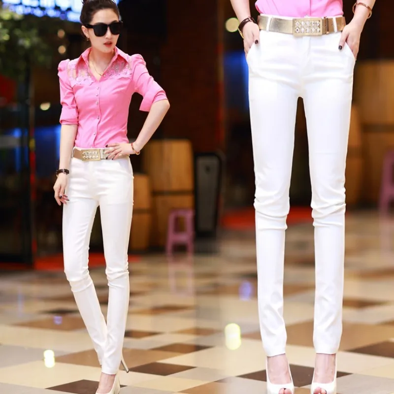 Женские узкие брюки-карандаш, однотонные длинные тонкие офисные брюки с поясом, узкие брюки для весны и лета
Женские узкие брюки-карандаш, однотонные длинные тонкие офисные брюки с поясом, узкие брюки для весны и лета