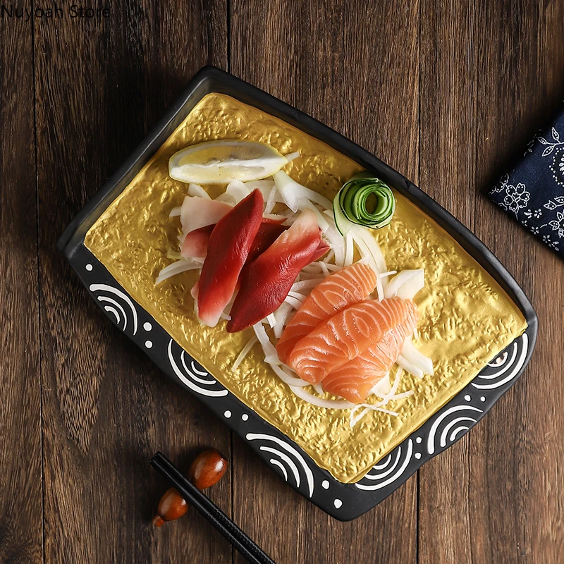 Japanese-style Golden Tableware Creative Ceramic Household Plates Japanese-style Sushi Plate Dishes Flat Plate Restaurant
Japanese-style Golden Tableware Creative Ceramic Household Plates Japanese-style Sushi Plate Dishes Flat Plate Restaurant
