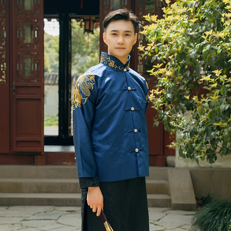 New TV China costume man blue cotton and linen Embroidered Master costume Chinese performance costumes Handsome man clothes
New TV China costume man blue cotton and linen Embroidered Master costume Chinese performance costumes Handsome man clothes