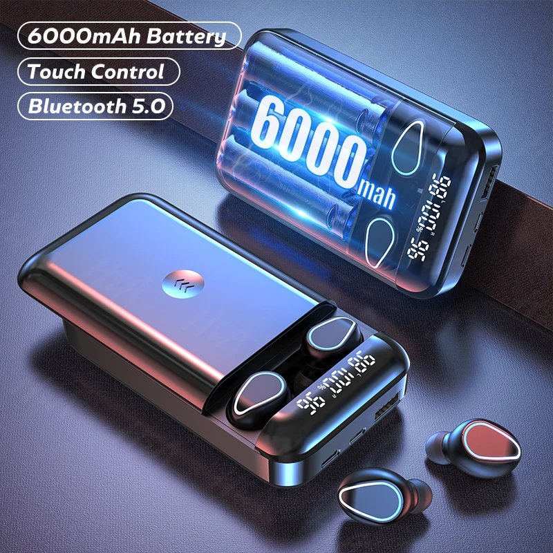 6000mAh Charging Case Wireless Headphones with Microphones HiFi Stereo Touch Control TWS Bluetooth Earphones Earbuds For Phone
6000mAh Charging Case Wireless Headphones with Microphones HiFi Stereo Touch Control TWS Bluetooth Earphones Earbuds For Phone