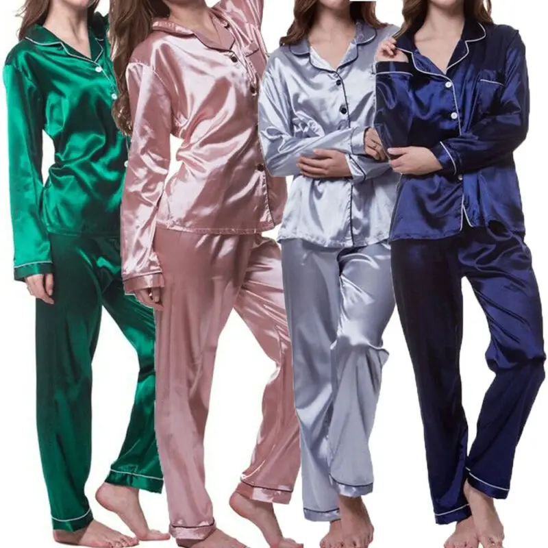 Women's Silk Satin Pajamas Pyjamas Set Long Sleeve Sleepwear Pijama Pajamas Suit Nightwear
Women's Silk Satin Pajamas Pyjamas Set Long Sleeve Sleepwear Pijama Pajamas Suit Nightwear