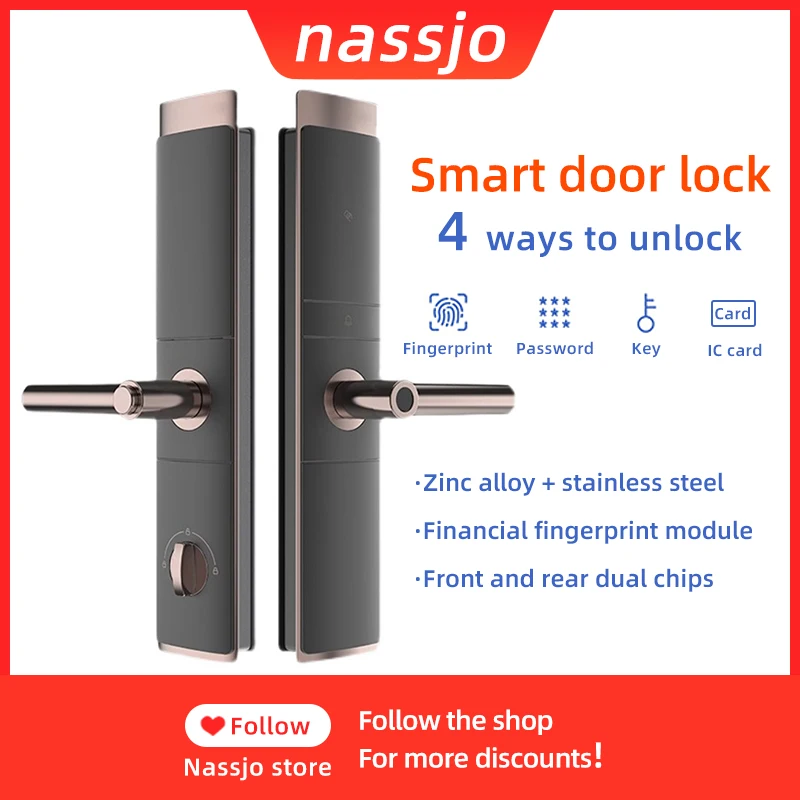 Nassjo Smart Door Lock Biometrico Fingerprint Lock Smart Home Security Eletronic Digital Lock Password IC Card C321
Nassjo Smart Door Lock Biometrico Fingerprint Lock Smart Home Security Eletronic Digital Lock Password IC Card C321