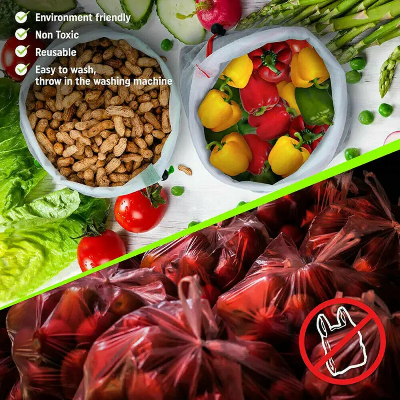 12 Pcs Reusable Mesh Produce Bags Fruit Vegetable Storage Shopping Eco Friendly White Fruit Storage Bags
12 Pcs Reusable Mesh Produce Bags Fruit Vegetable Storage Shopping Eco Friendly White Fruit Storage Bags