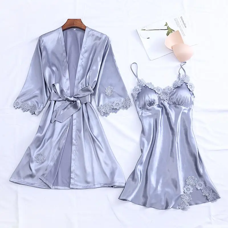 New Hot Women's Sexy Lace Satin Robe & Gown Sets Female Luxury Fashion Nightwear Set Summer Pyjamas Suit
New Hot Women's Sexy Lace Satin Robe & Gown Sets Female Luxury Fashion Nightwear Set Summer Pyjamas Suit