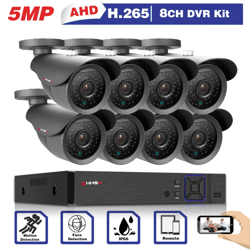 H.265 8CH 5MP HDMI AHD DVR Kit 8CH CCTV System 5MP HD 4/8pcs Indoor Outdoor AHD Camera Video Security Surveillance Set
H.265 8CH 5MP HDMI AHD DVR Kit 8CH CCTV System 5MP HD 4/8pcs Indoor Outdoor AHD Camera Video Security Surveillance Set