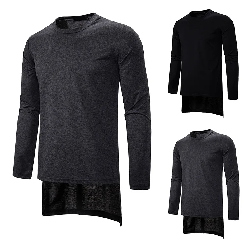 Fashion Irregular Hem Long Sleeve T-shirt Men's 2022 Spring Autumn New Solid ColorTee Shirt Black Grey Tee Tops Clothing For Man
Fashion Irregular Hem Long Sleeve T-shirt Men's 2022 Spring Autumn New Solid ColorTee Shirt Black Grey Tee Tops Clothing For Man
