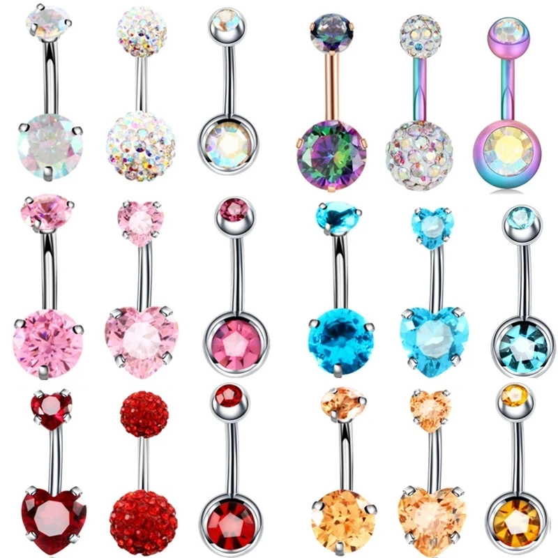 3PCS/Lot Surgical Steel Crystal Belly Button Piercing Set 14G Heart Belly Piercing Pack CZ Navel Ring Set Cute Belly Bar Bulk
3PCS/Lot Surgical Steel Crystal Belly Button Piercing Set 14G Heart Belly Piercing Pack CZ Navel Ring Set Cute Belly Bar Bulk