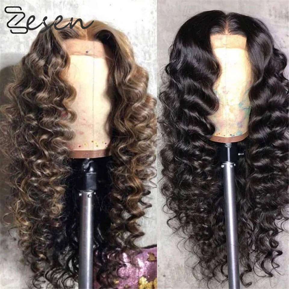 Zesen Loose Wave Synthetic Lace Front Wigs Black Long 26inch Deep Heat Resistant Fiber Daily Wear Wig with Baby Hair | Шиньоны и парики