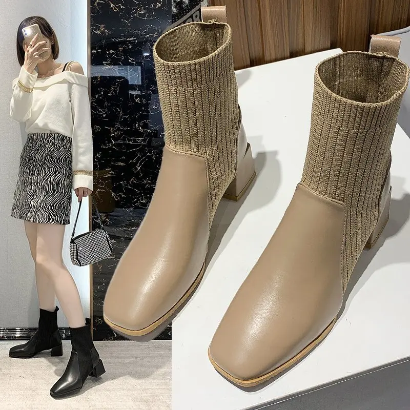 Ankle Boots Women Boots Women Shoes Fashion Square Heel PU Square Toe Stretch Socks Boots 2022 Winter New Style Short Boots
Ankle Boots Women Boots Women Shoes Fashion Square Heel PU Square Toe Stretch Socks Boots 2022 Winter New Style Short Boots