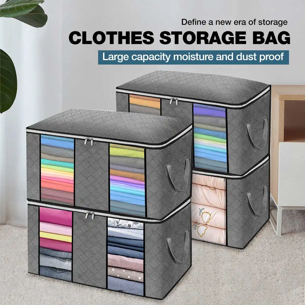 90L 4pcs/set Large Capacity Clothes Storage Bag Home Organizer Foldable with Reinforced Handle for Comforters Blankets Bedding
90L 4pcs/set Large Capacity Clothes Storage Bag Home Organizer Foldable with Reinforced Handle for Comforters Blankets Bedding