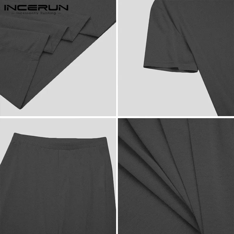 INCERUN Men Solid Pajama Sets Short Sleeve O Neck Tops Elastic Waist Pants 2 Pieces Man Breathable Homewear Loose Suit Plus Size
INCERUN Men Solid Pajama Sets Short Sleeve O Neck Tops Elastic Waist Pants 2 Pieces Man Breathable Homewear Loose Suit Plus Size