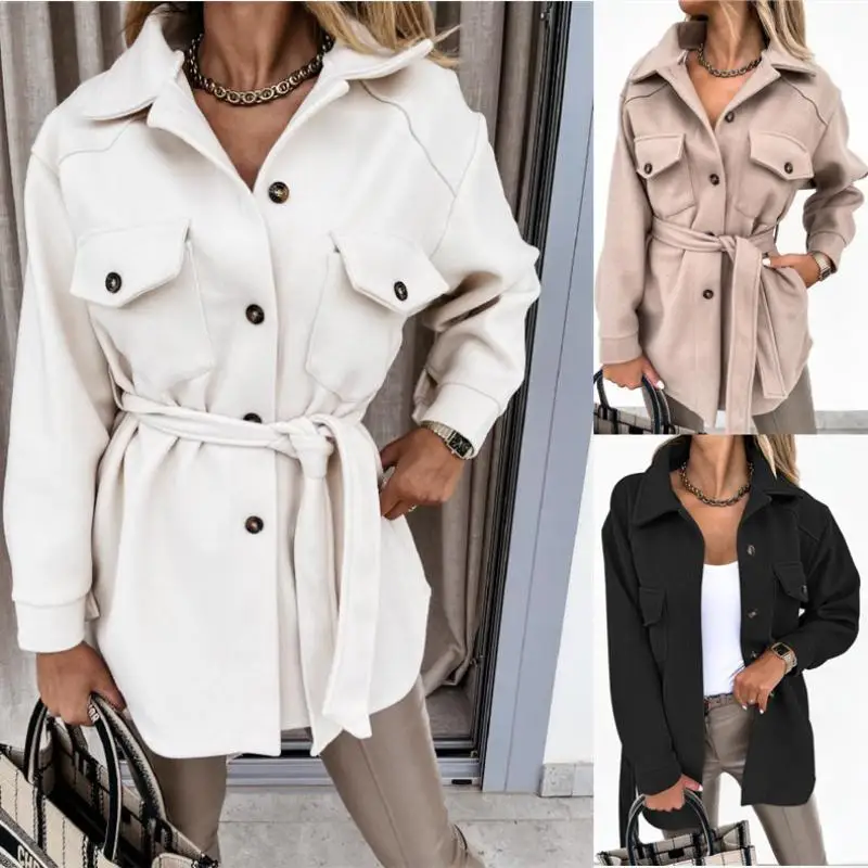 Autumn Winter Women Coat New Single-Breasted With Pocket Drawstring Jacket Loose Solid Casual Fashion Commuter Ladies Coat
Autumn Winter Women Coat New Single-Breasted With Pocket Drawstring Jacket Loose Solid Casual Fashion Commuter Ladies Coat