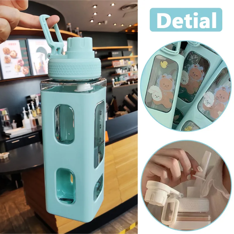 900ml Portable Water Bottle With Straw Sport Drinking Bottle Creative Square Kettle Cute Bear Large Capacity Juice Tea Water Cup
900ml Portable Water Bottle With Straw Sport Drinking Bottle Creative Square Kettle Cute Bear Large Capacity Juice Tea Water Cup