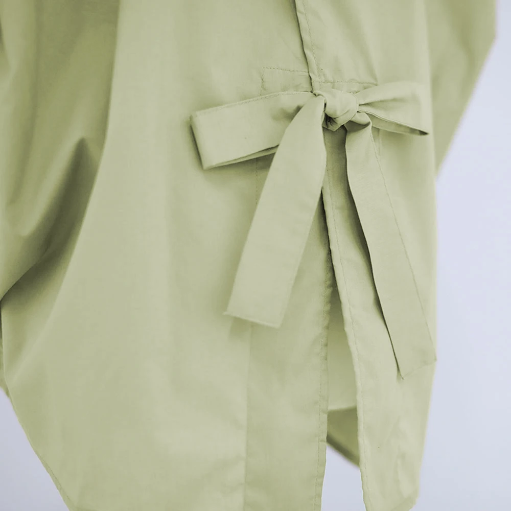 Women Summer Shirt Army Green Round Neck Short Flare Sleeve Office Lady Shirts Casual Loose Bowknot Tees Tops Minimalist 
Women Summer Shirt Army Green Round Neck Short Flare Sleeve Office Lady Shirts Casual Loose Bowknot Tees Tops Minimalist