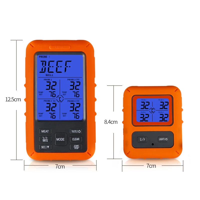 TS-TP40 Wireless Meat Thermometer Digital Remote Cooking Thermometer BBQ Food Thermometer with 4 Stainless Steel Probes for Gril
TS-TP40 Wireless Meat Thermometer Digital Remote Cooking Thermometer BBQ Food Thermometer with 4 Stainless Steel Probes for Gril