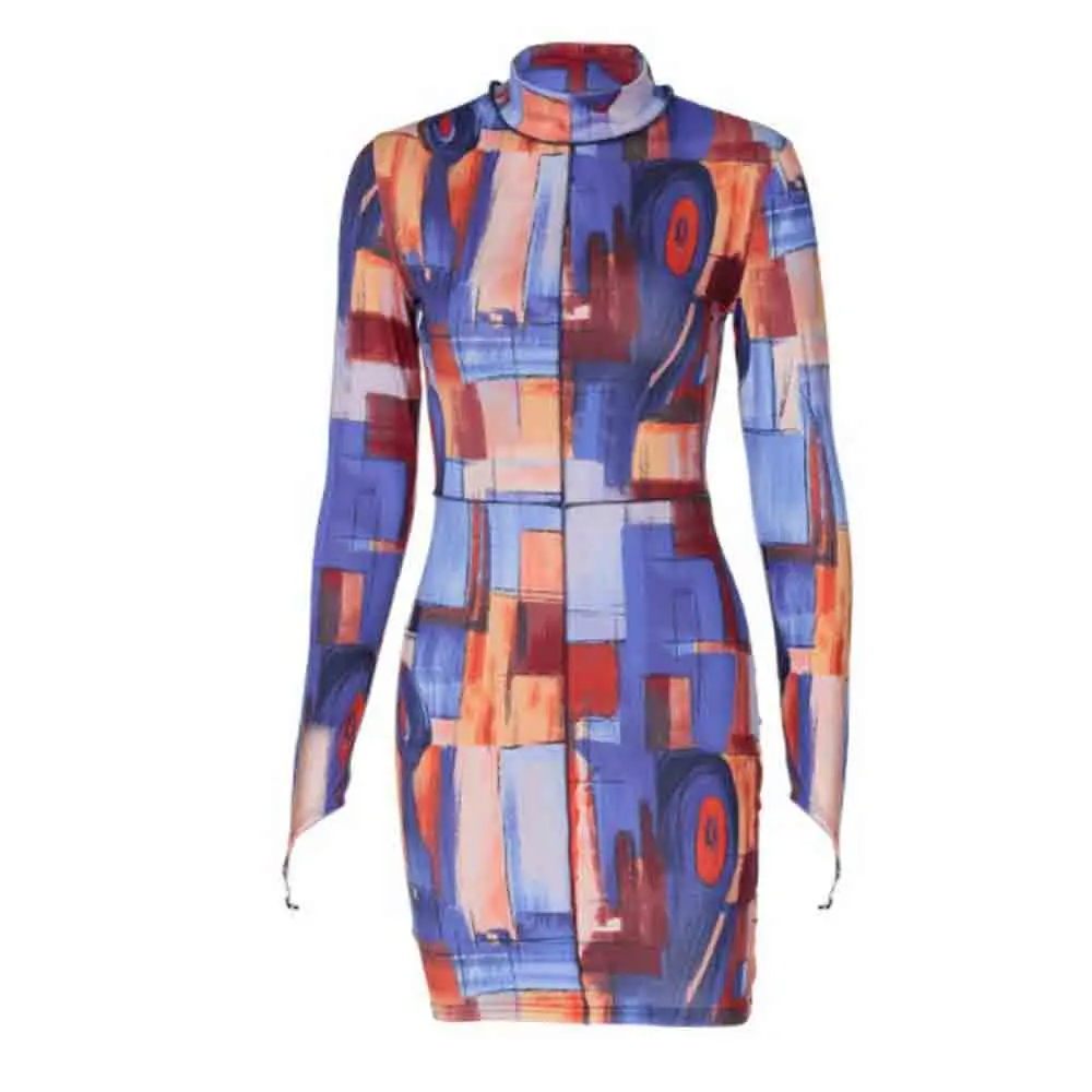 European Women New Fashion Sexy Turtleneck Long Sleeve Print Skinny Slim Hip Nightclub Party Mini Dress Clothing Female Gowns 
European Women New Fashion Sexy Turtleneck Long Sleeve Print Skinny Slim Hip Nightclub Party Mini Dress Clothing Female Gowns