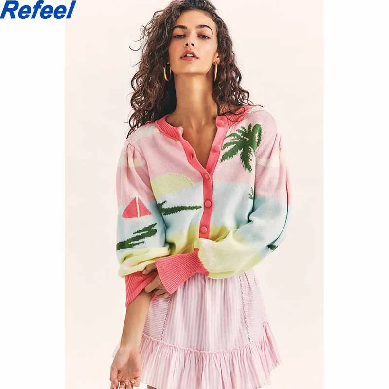 Women Cardigan New Autumn Landscape Print Long Sleeve Knitted Cream Jacket Coat Femme Winter Thick Casual Sweater
Women Cardigan New Autumn Landscape Print Long Sleeve Knitted Cream Jacket Coat Femme Winter Thick Casual Sweater