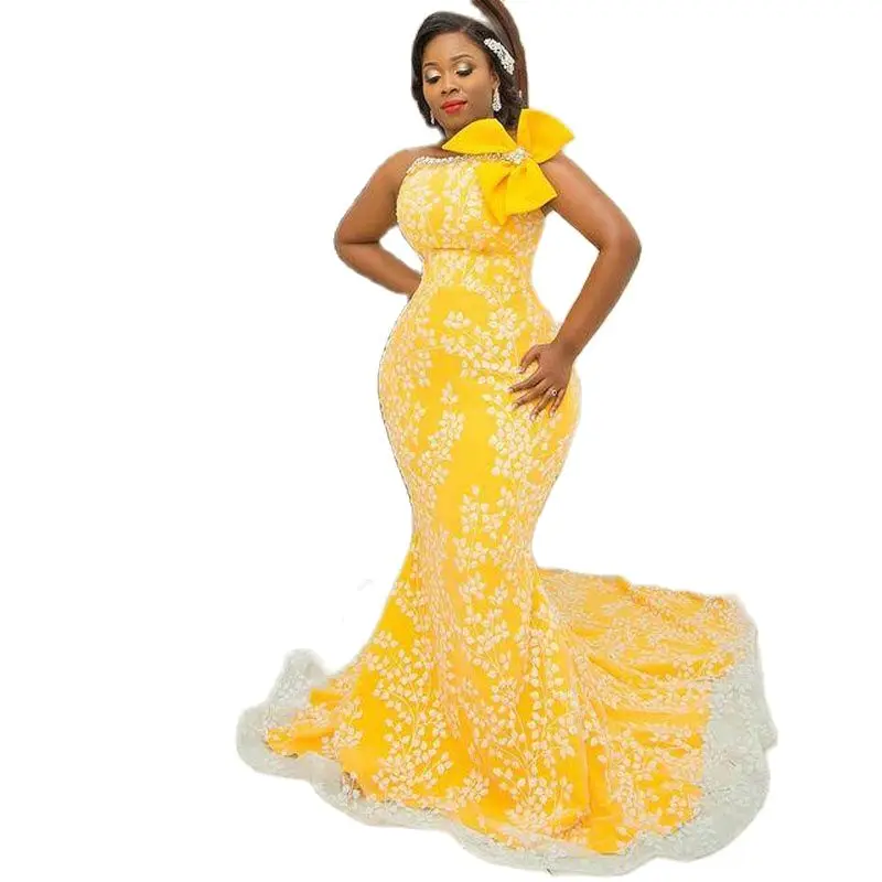 Yellow Floral Evening Dresses Applique Mermaid Long Formal Evening Gowns Plus Size robe de soiree femme Abendkleider
Yellow Floral Evening Dresses Applique Mermaid Long Formal Evening Gowns Plus Size robe de soiree femme Abendkleider