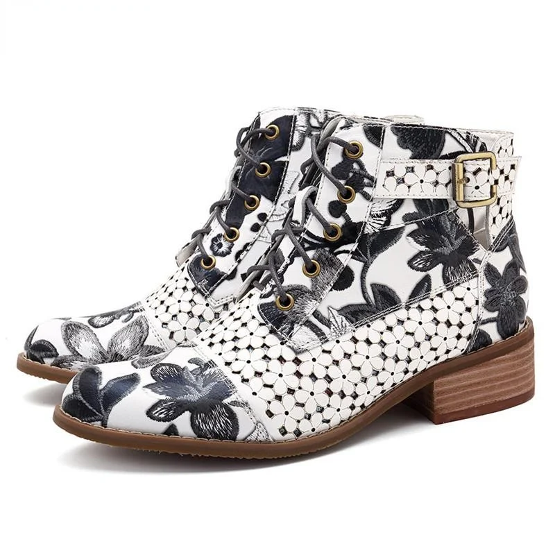 2021 Painting Flower Pattern Boots Women Cow Leather Splicing Lace-Up Stitching Shoes Botas Feminina Dames Laarzen Ankle Boots
2021 Painting Flower Pattern Boots Women Cow Leather Splicing Lace-Up Stitching Shoes Botas Feminina Dames Laarzen Ankle Boots