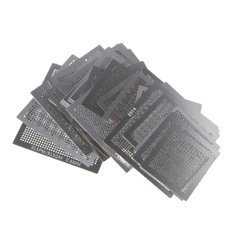 33Pcs/set Direct Heat Graphics Card Stencils for IN-TEL/for NVIDIA/for ATI Video Chips Steel BGA Reballing Stencil
33Pcs/set Direct Heat Graphics Card Stencils for IN-TEL/for NVIDIA/for ATI Video Chips Steel BGA Reballing Stencil