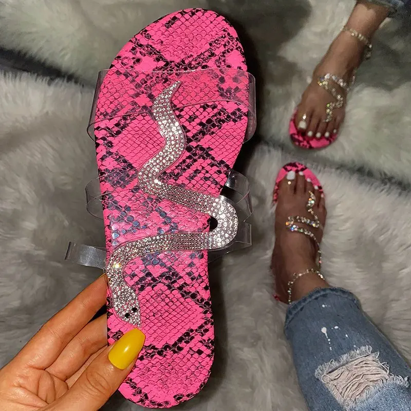 2021 sexy female summer shoes, female crystal outdoor ladies flat slippers, beach slippers plus size snake pattern slippers
2021 sexy female summer shoes, female crystal outdoor ladies flat slippers, beach slippers plus size snake pattern slippers
