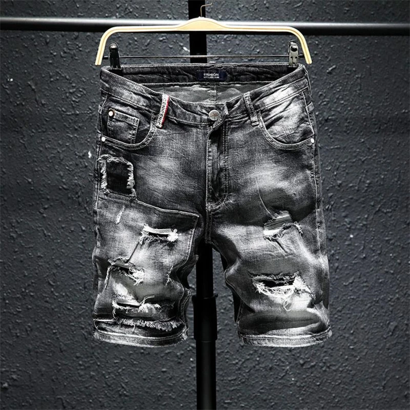 Men Gray Ripped Denim Shorts New Summer Holes Black Short Jeans High Quality soft Cotton Stretch Jean Short Knee Length Jeans
Men Gray Ripped Denim Shorts New Summer Holes Black Short Jeans High Quality soft Cotton Stretch Jean Short Knee Length Jeans