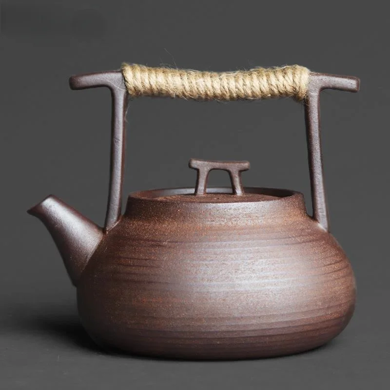 

Чайный горшок ручной работы в японском стиле, керамическая посуда в стиле ретро, чайная церемония кунг-фу, портативный чайник, керамический ...