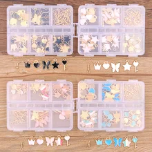 1Set 60Pcs 4Color 6Styles Star Key Charm KC Gold Drop Oil Pendant Kit With Box Material For DIY Jewelry Earring Bracelet Making