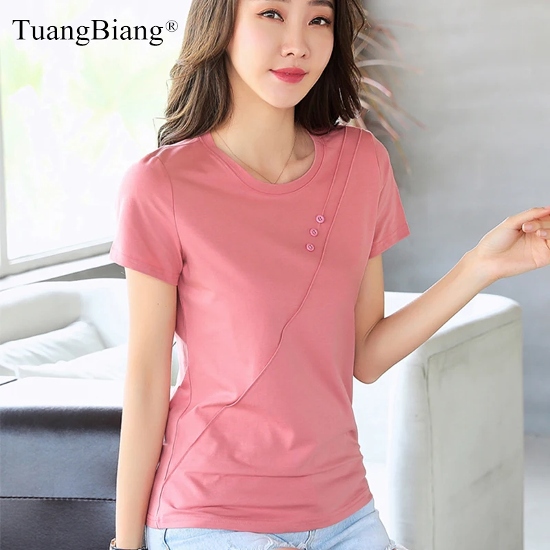 Футболка женская летняя из хлопка и модала, с круглым вырезом и коротким рукавом
Футболка женская летняя из хлопка и модала, с круглым вырезом и коротким рукавом