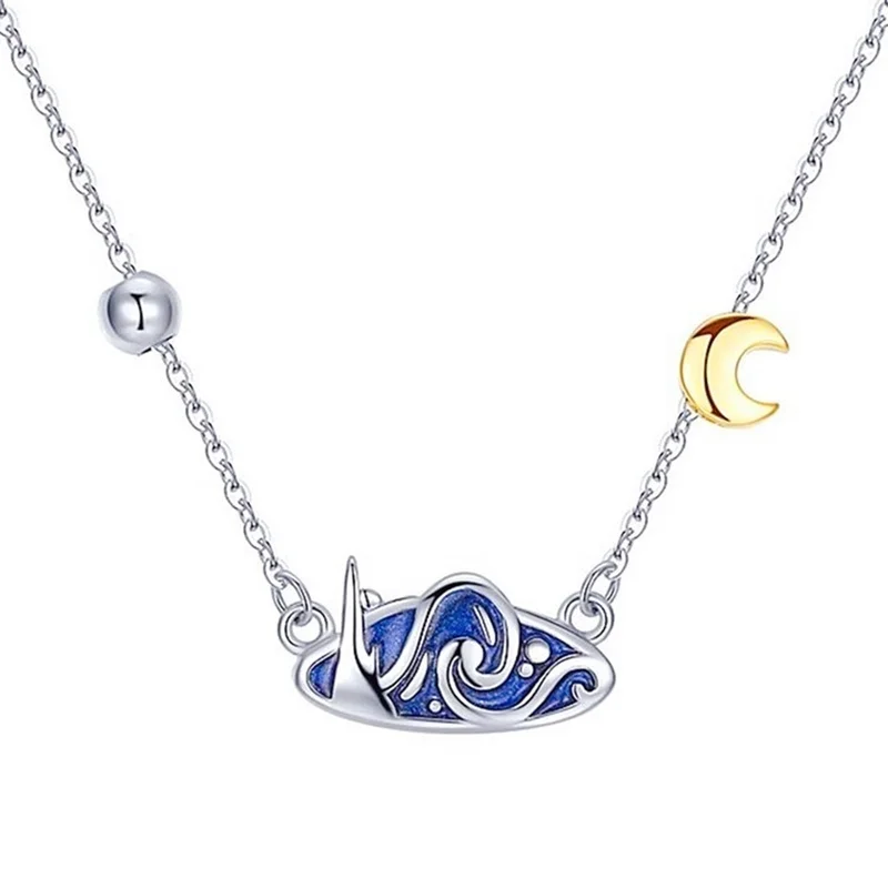 Creativity Van Gogh Blue Drop Glaze Starry Sky Golden Moon Pendant Women Clavicle Chains Necklace
Creativity Van Gogh Blue Drop Glaze Starry Sky Golden Moon Pendant Women Clavicle Chains Necklace