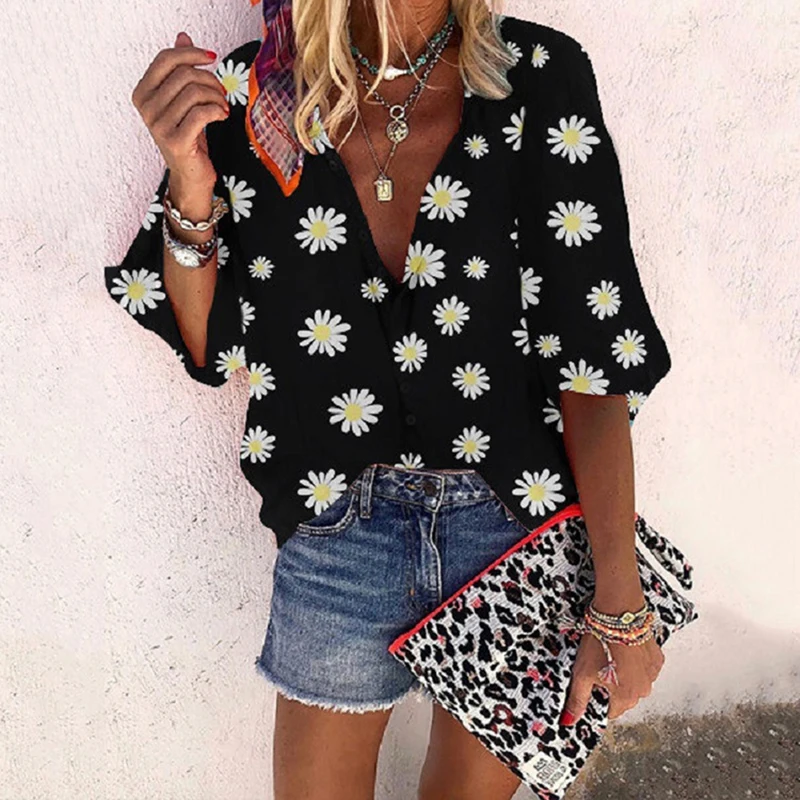 New Style Ladies Tops Casual 3/4 Sleeve Shirts Ladies Fashion Daisy Print Shirt Ladies Elegant Pullover Shirts For Women
New Style Ladies Tops Casual 3/4 Sleeve Shirts Ladies Fashion Daisy Print Shirt Ladies Elegant Pullover Shirts For Women
