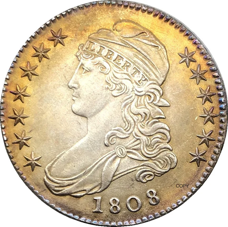 United States 50 Cents ½ Dollar Liberty Eagle Capped Bust Half Dollar 1808 Cupronickel Plated Silver Copy Coin
United States 50 Cents ½ Dollar Liberty Eagle Capped Bust Half Dollar 1808 Cupronickel Plated Silver Copy Coin