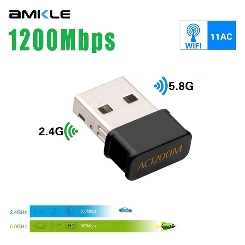 AMKLE 1200 Мбит/с Беспроводной USB Wifi адаптер Lan USB Ethernet 2,4G 5G Dual Band USB Сетевая карта Wi-Fi модем 802.11n/g/a/переменного тока
AMKLE 1200 Мбит/с Беспроводной USB Wifi адаптер Lan USB Ethernet 2,4G 5G Dual Band USB Сетевая карта Wi-Fi модем 802.11n/g/a/переменного тока
