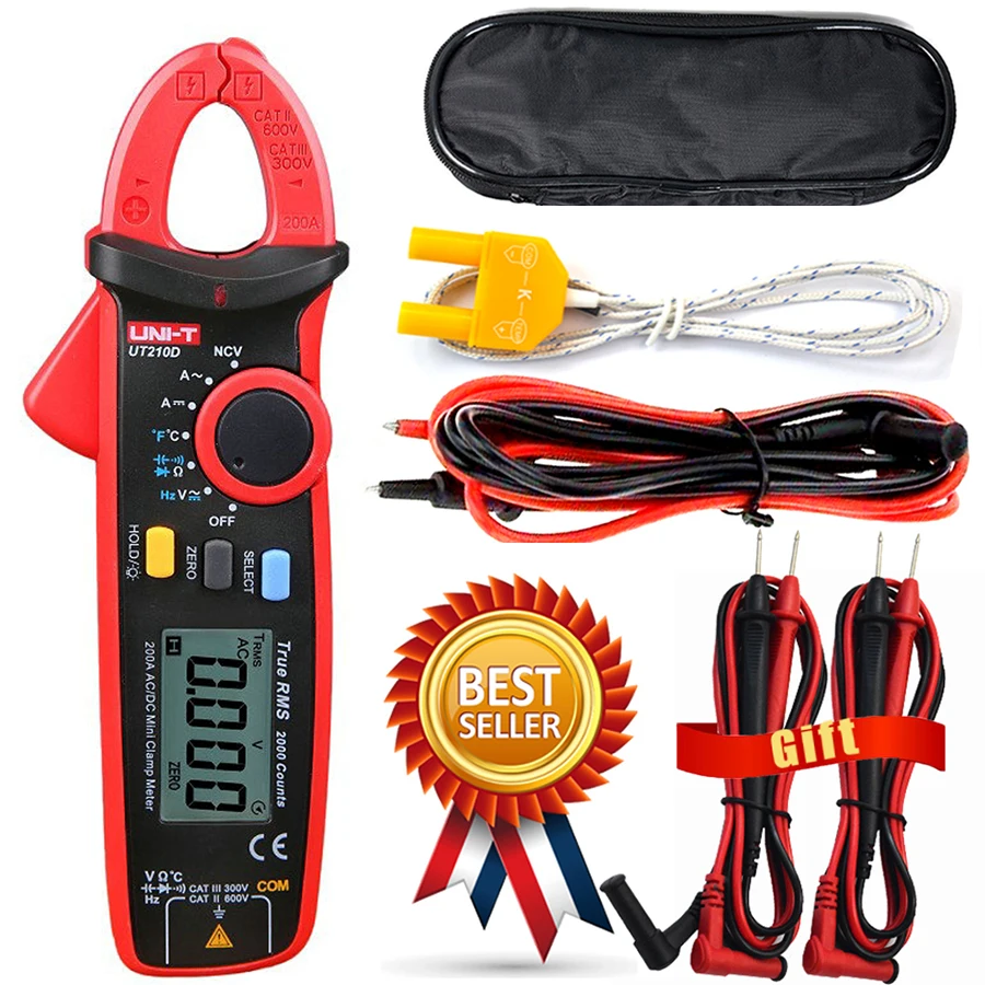 UNI-T UT210D Digital Clamp Meter Multimeter Handheld RMS AC/DC Resistanc With Temperature,Send Two Test Lines.
UNI-T UT210D Digital Clamp Meter Multimeter Handheld RMS AC/DC Resistanc With Temperature,Send Two Test Lines.