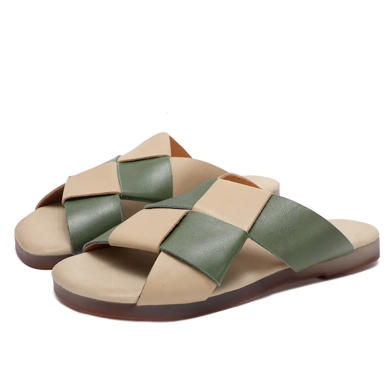 Color-blocking Cross Soft Leather Sandals 2021 Summer New Women's Outer Slippers Casual One-step Women's Shoes
Color-blocking Cross Soft Leather Sandals 2021 Summer New Women's Outer Slippers Casual One-step Women's Shoes