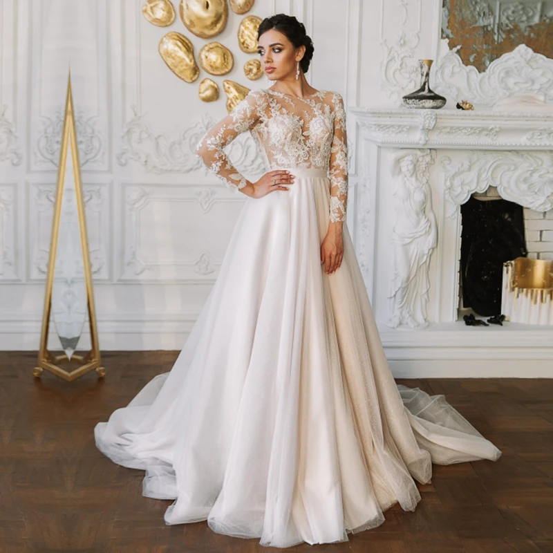 Eightale Vintage Wedding Dress 2020 White O-Neck Appliques Lace Long Sleeves Wedding Gown A-Line Bridal Dress robe de mariee
Eightale Vintage Wedding Dress 2020 White O-Neck Appliques Lace Long Sleeves Wedding Gown A-Line Bridal Dress robe de mariee