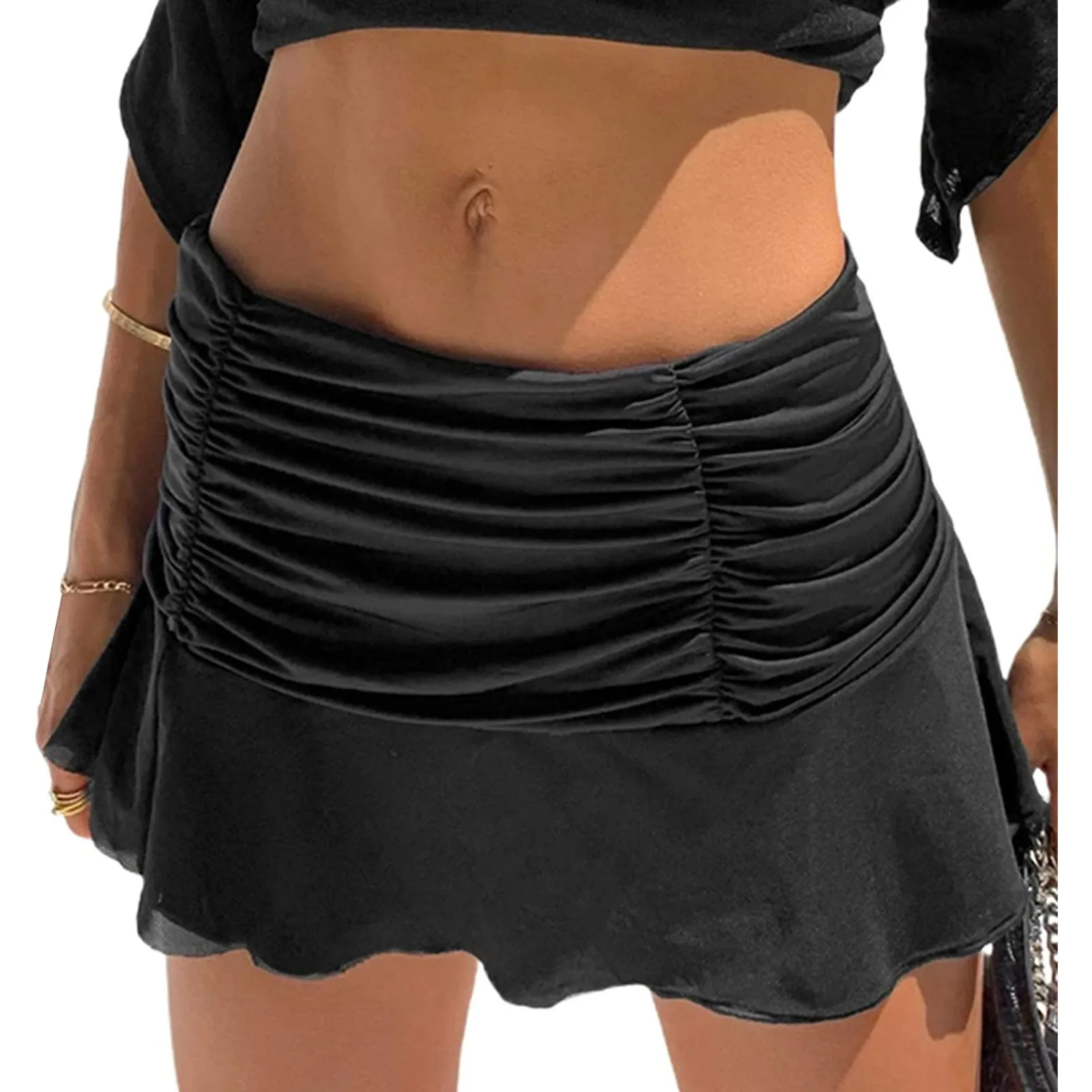 Preppy Style Ruched Pleated Skirts Women High Waist Casual 90s Mini Skirt Lady Trendy Y2k Summer Beachwear Slim Black Mini Skirt 
Preppy Style Ruched Pleated Skirts Women High Waist Casual 90s Mini Skirt Lady Trendy Y2k Summer Beachwear Slim Black Mini Skirt