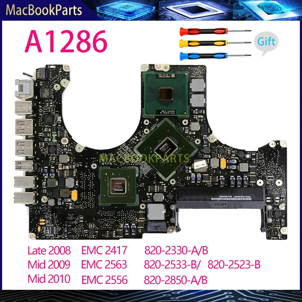 Original A1286 Motherboard for Macbook Pro 15" 820-2330-A/B 820-2533-B 820-2523-B 820-2850-A/B Logic Board 2008 2009 2010 Years
Original A1286 Motherboard for Macbook Pro 15" 820-2330-A/B 820-2533-B 820-2523-B 820-2850-A/B Logic Board 2008 2009 2010 Years