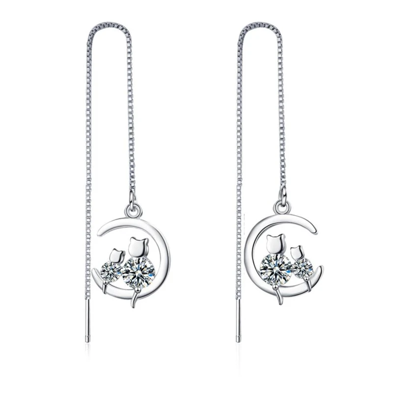 Sole Memory Cute Zircon Cat Long Ear Cord 925 Sterling Silver Fashion Female Dangle Earrings SEA789
Sole Memory Cute Zircon Cat Long Ear Cord 925 Sterling Silver Fashion Female Dangle Earrings SEA789