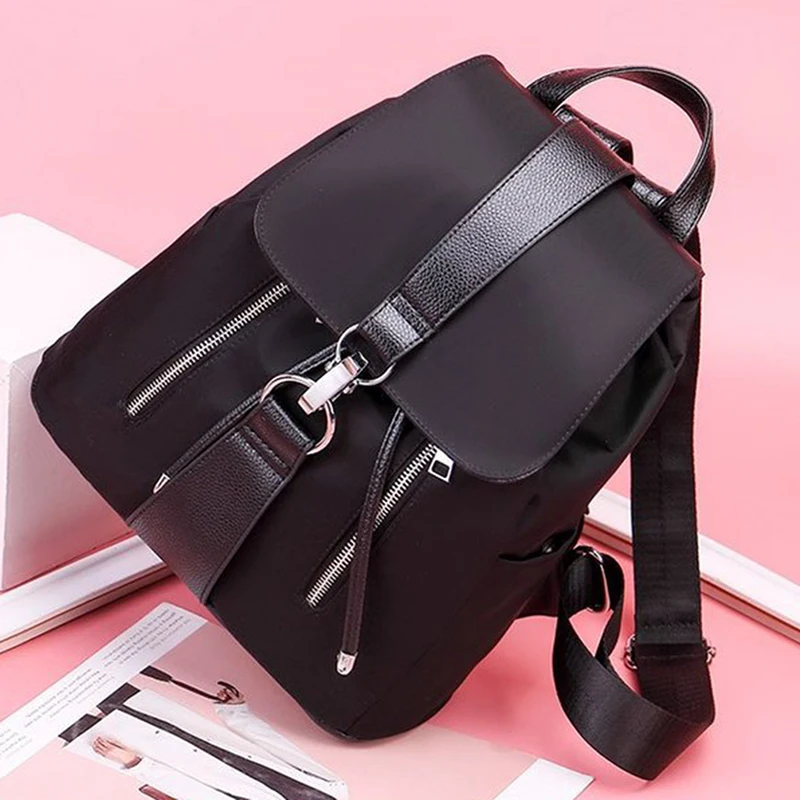 Anti-theft Nylon Women Backpack Female Fashion Casual Waterproof Patchwork Leather Bag Black School Backpacks Teenager For Girls
Anti-theft Nylon Women Backpack Female Fashion Casual Waterproof Patchwork Leather Bag Black School Backpacks Teenager For Girls