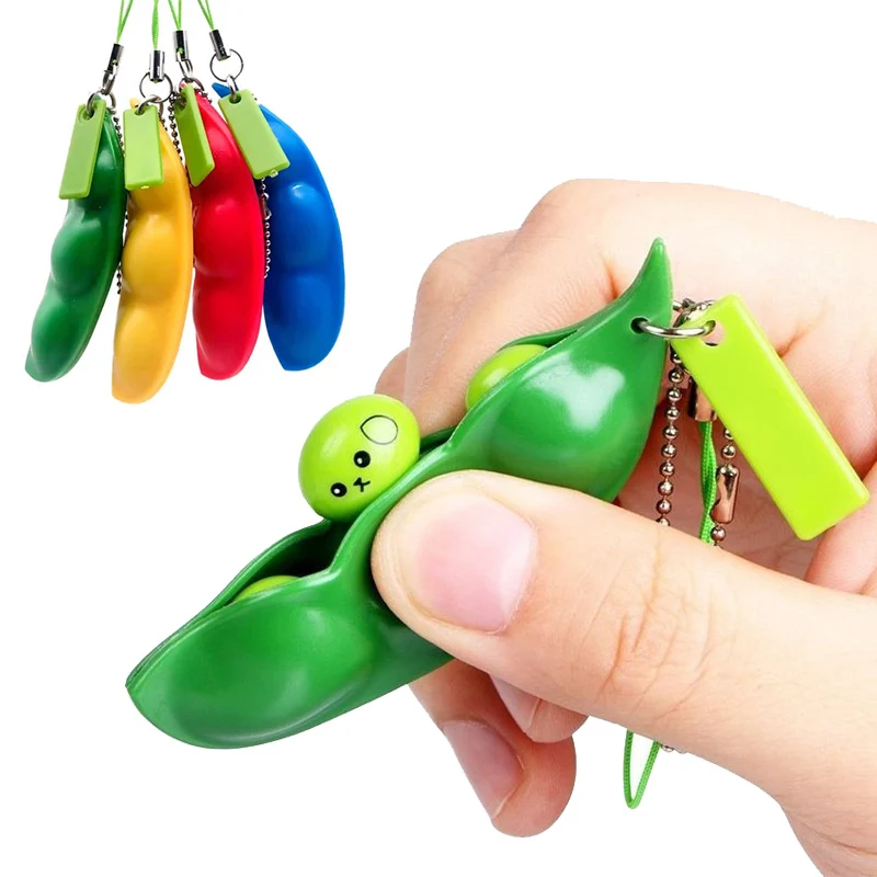 

Squishy Infinite Squeeze Edamame Bean Pea Expression Chain Key Pendant Ornament Stress Relieve Decompression Toys antistress