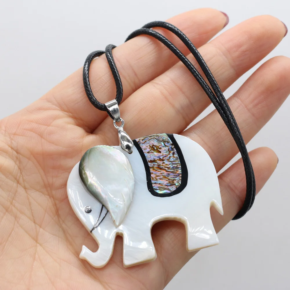 New Natural Mother of Pearl Shell Pendant Necklace Elephant Shape Pendant with Leather Rope Chain Necklace for Women Men Jewelry
New Natural Mother of Pearl Shell Pendant Necklace Elephant Shape Pendant with Leather Rope Chain Necklace for Women Men Jewelry