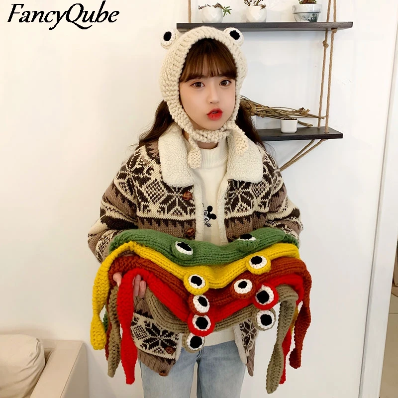 Winter Skullies Cute Women Frog Hat Crochet Knitted Hat Costume Beanie Hats Cap Women Gift Hip-hop Cap
Winter Skullies Cute Women Frog Hat Crochet Knitted Hat Costume Beanie Hats Cap Women Gift Hip-hop Cap