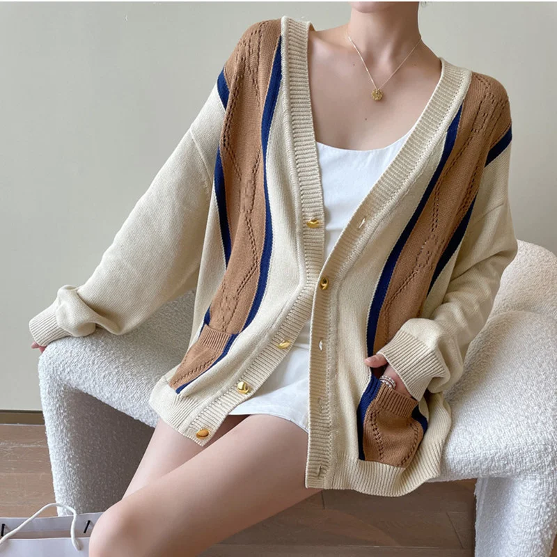 Women Cardigan Long Sleeve Pockets Oversize Loose V-neck Soft Mixed Colors Sweater Coat 2021 New Autumn Winter Knitted Jacket
Women Cardigan Long Sleeve Pockets Oversize Loose V-neck Soft Mixed Colors Sweater Coat 2021 New Autumn Winter Knitted Jacket